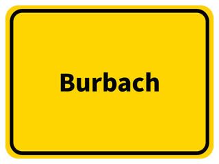 Illustration eines Stadteingangsschildes von Burbach, einer Gemeinde des Kreises Siegen-Wittgenstein im Siegerland