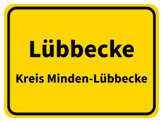 Illustration eines Stadteingangsschildes von Lübbecke, einer Gemeinde des Kreises Minden-Lübbecke