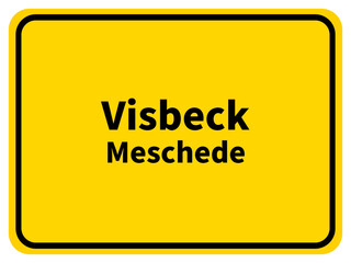 Illustration eines Stadteingangsschildes von Visbeck, einem Stadtteil der Stadt Meschede im Sauerland