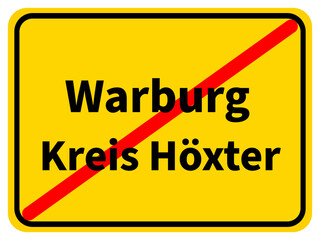 Illustration eines Stadtausgangsschildes von Warburg, einer Gemeinde des Kreises Höxter