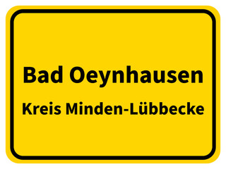 Obraz premium Illustration eines Stadteingangsschildes von Bad Oeynhausen, einer Gemeinde des Kreises Minden-Lübbecke