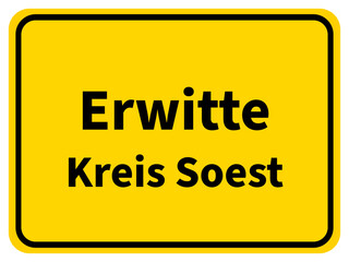 Illustration eines Stadteingangsschildes von Erwitte, einer Gemeinde des Kreises Soest