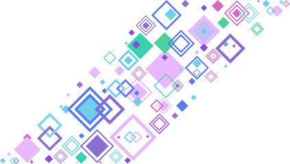 Abstract geometric shape. Diagonal composition of squares in cool colors. Suitable for corporate presentations, logos and website design