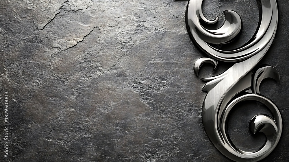 Poster an elegant metallic scroll design placed against a stone backdrop
