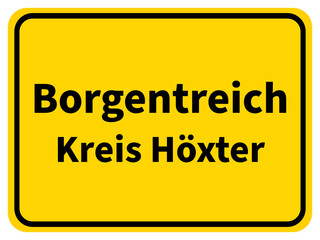 Illustration eines Stadteingangsschildes von Borgentreich, einer Gemeinde des Kreises Höxter