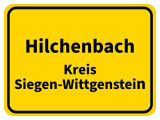 Obraz premium Illustration eines Stadteingangsschildes von Hilchenbach, einer Gemeinde des Kreises Siegen-Wittgenstein im Siegerland