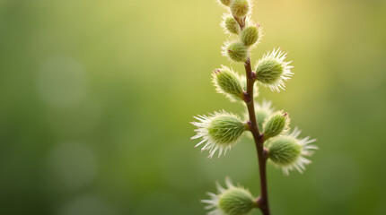 Obraz premium Soft Willow Catkins Gently Swaying in the Spring Breeze, Symbolizing Nature's Renewal and the Beauty of Delicate Buds and Growth