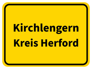 Illustration eines Stadteingangsschildes von Kirchlengern, einer Gemeinde des Kreises Herford