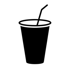 A minimalistic, line-art illustration featuring a cup with a straw