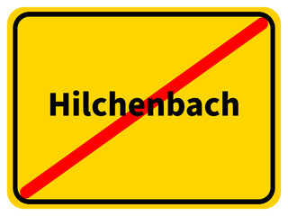 Illustration eines Stadtausgangsschildes von Hilchenbach, einer Gemeinde des Kreises Siegen-Wittgenstein im Siegerland