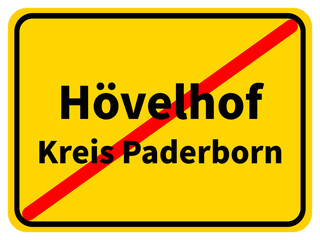 Illustration eines Stadtausgangsschildes von Hövelhof, einer Gemeinde des Kreises Paderborn
