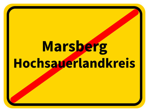 Illustration eines Stadtausgangsschildes von Marsberg, einer Gemeinde des Hochsauerlandkreises im Sauerland