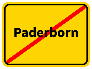 Illustration eines Stadtausgangsschildes von Paderborn, einer Gemeinde des Kreises Paderborn