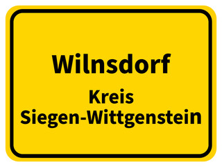 Fototapeta premium Illustration eines Stadteingangsschildes von Wilnsdorf, einer Gemeinde des Kreises Siegen-Wittgenstein im Siegerland