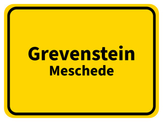 Illustration eines Stadteingangsschildes von Grevenstein, einem Stadtteil der Stadt Meschede im Sauerland