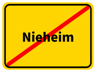 Illustration eines Stadtausgangsschildes von Nieheim, einer Gemeinde des Kreises Höxter