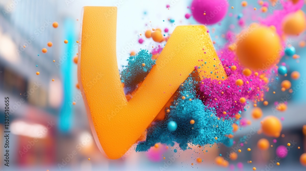 Poster vibrant and dynamic composition of liquid like particles swirling and exploding in a visually striki
