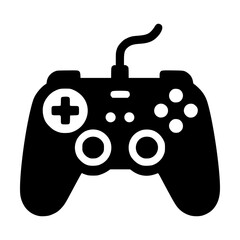 Black vector game controller icon on transparent background