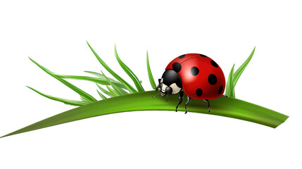 Fototapeta premium ladybug on grass isolated on white background