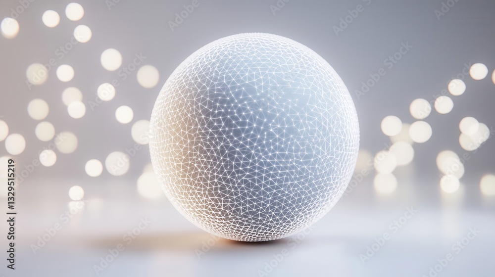 Poster a mesmerizing digital 3d sphere with an intricate wireframe pattern creating a futuristic and modern