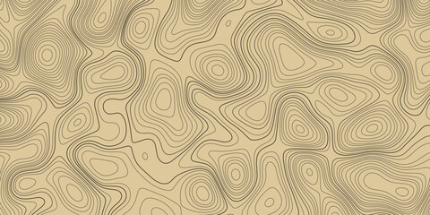 Abstract old yellow and black topographic map background. Geographic texture or landscape pattern. Mountain terrain or path. Vector illustration.