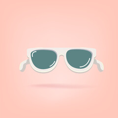 Stylish White Sunglasses Flat Lay Vector Illustration on Peach Background, Perfect for Summer Fashion and Accessory Designs, Ideal for Social Media and Marketing