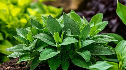 Vibrant Green Hosta Plants Thriving in a Garden Bed AI Generated