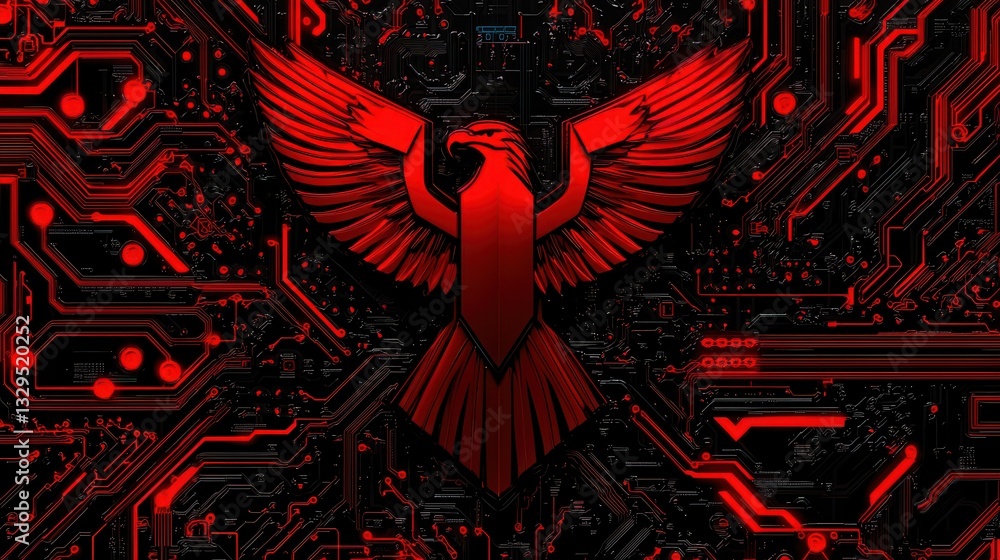 Aufkleber a striking and visually captivating digital artwork that combines futuristic elements with a powerfu