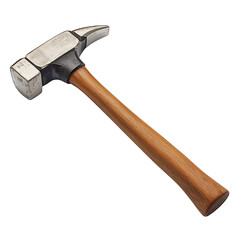 a realistic photo of a hammer with a wooden handle, transparent  background, png
