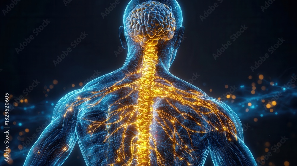 Poster captivating digital showcasing the complex and interconnected structure of the human nervous system 