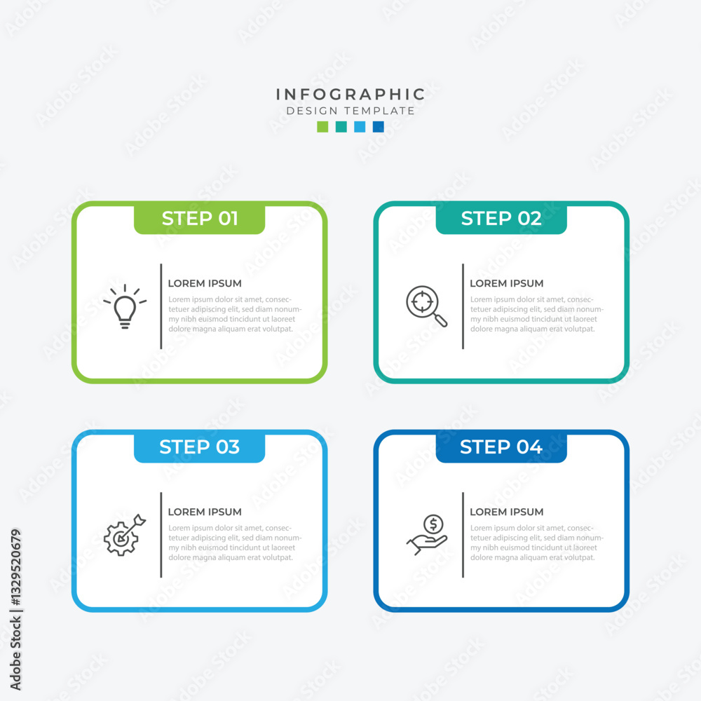 Aufkleber business vector infographic design template with icons and 4 options or steps. can be used for proce