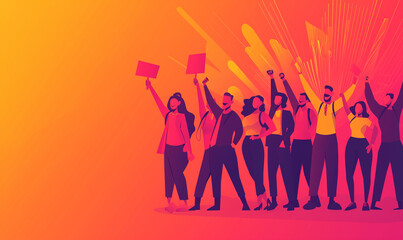 Labor day celebration city center protest rally urban environment group perspective unity and workers rights