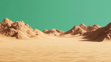 Fototapeta premium Windswept dunes creating smooth, flowing textures, isolated desert scene, green screen
