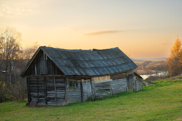 old barn in the field