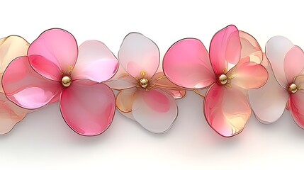 Fototapeta premium Beautiful abstract floral arrangement with delicate translucent petals on white