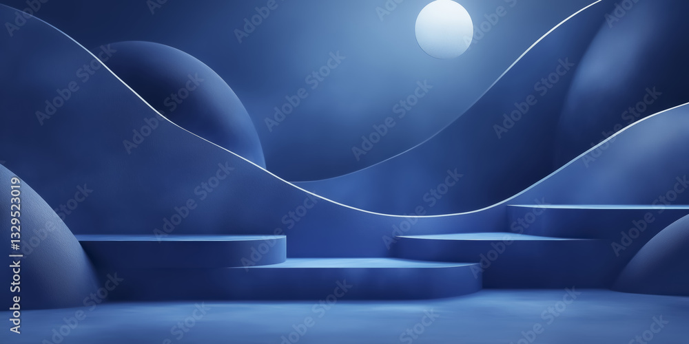 Aufkleber abstract blue background with geometric shapes and soft lighting creates serene atmosphere. composit