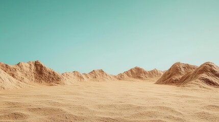Fototapeta premium Endless desert horizon with rolling dunes under a clear sky, green screen isolation