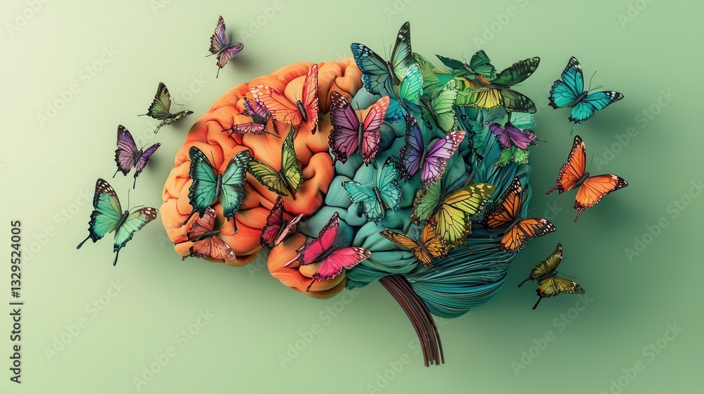 Poster a captivating imaginative digital composition featuring a vibrant array of butterflies and blooming 