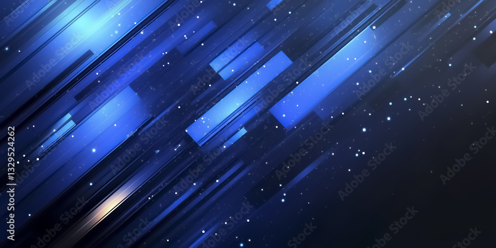 Poster dynamic blue abstract background with diagonal geometric shapes and glowing particles creates futuri