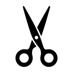 Black vector scissors silhouette icon on transparent background