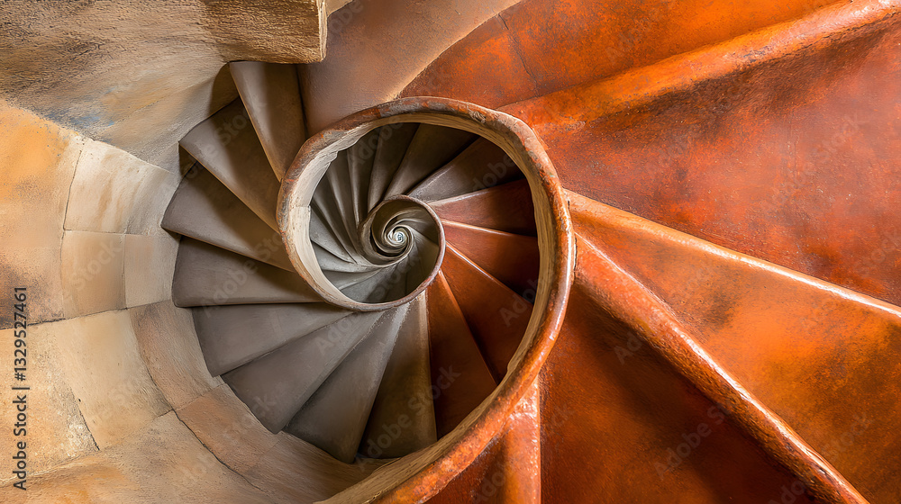 Poster stunning spiral staircase with elegant design in a modern building showcasing a unique cyclic form a