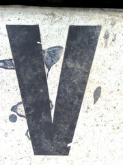 Fototapeta premium Written Wording in Distressed State Typography Found Ransom Letter V