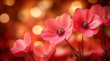 Obraz premium Soft pink flowers in warm light