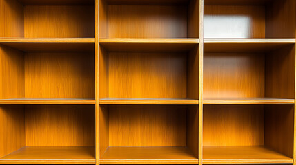 Empty Wooden Bookshelf with Warm Finish