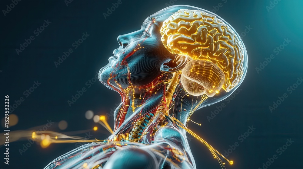 Poster a visually striking and conceptual digital rendering of the intricate structure and function of the 