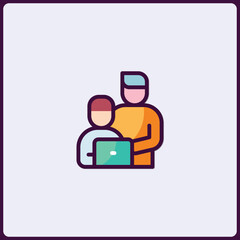 Vector flat icon style illustration of collaboration and teamwork design