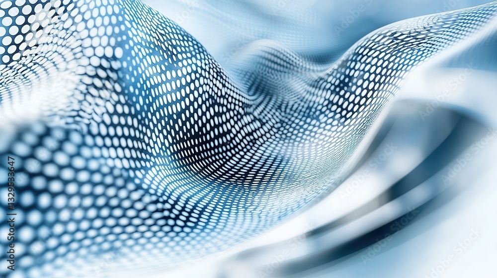 Poster intricate minimalist 3d sphere composed of a dynamic grid of digital points creating a mesmerizing f