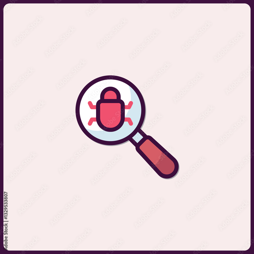 Poster magnifying glass with insect signifies detection and problem solving concept
