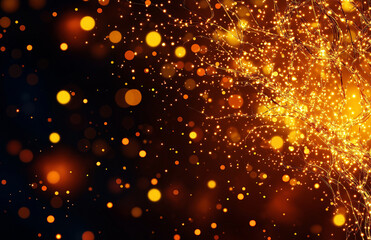 Fototapeta premium vibrant background featuring warm golden lights and glowing particles, creating magical and festive atmosphere. Perfect for celebrations and artistic designs