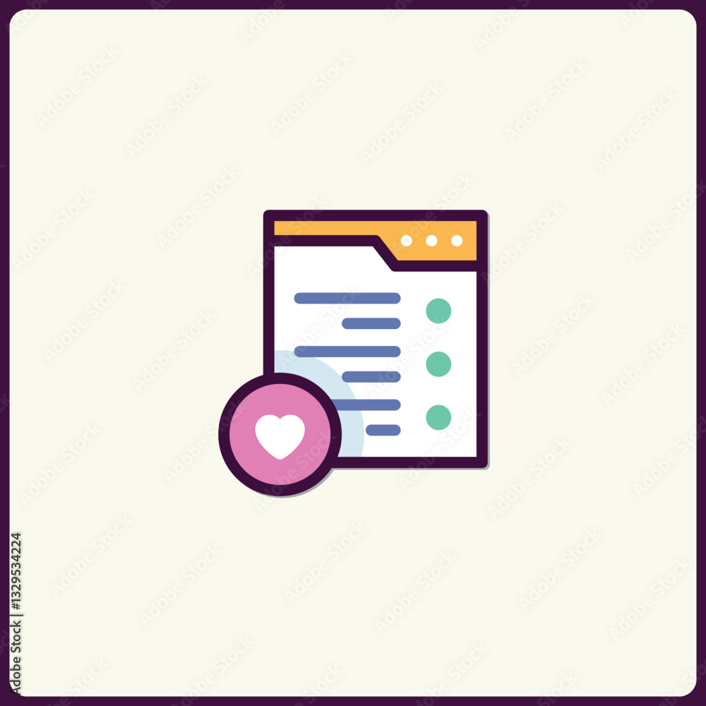 Poster minimalist favorite list icon for web design application interface element